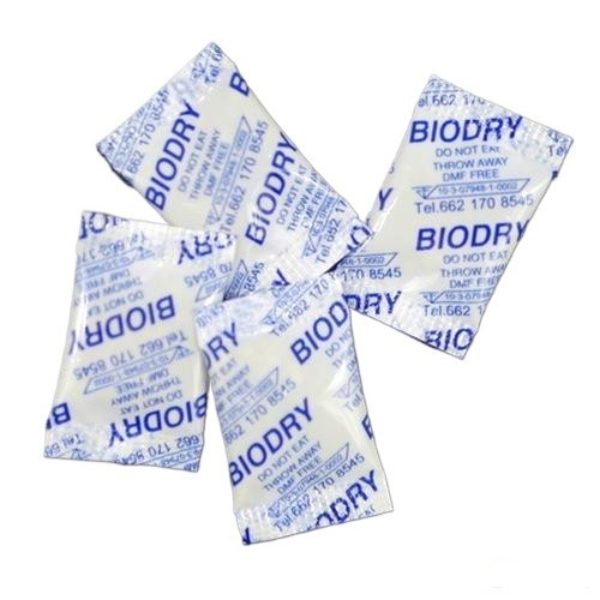 ดินดูดความชื้น Biodry ดินดูดความชื้น เกรด A ขนาด 4x2 ซม. 200 ซอง กันชื้นพลาสติก 1 กรัม ขนาดเม็ด 2-5 มม มี อย.ไทย